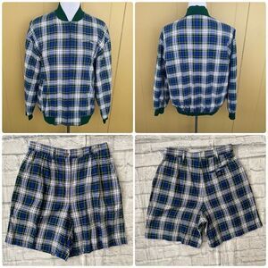 EP Pro golf women M/10 100% cotton plaid shorts and full zip jacket set